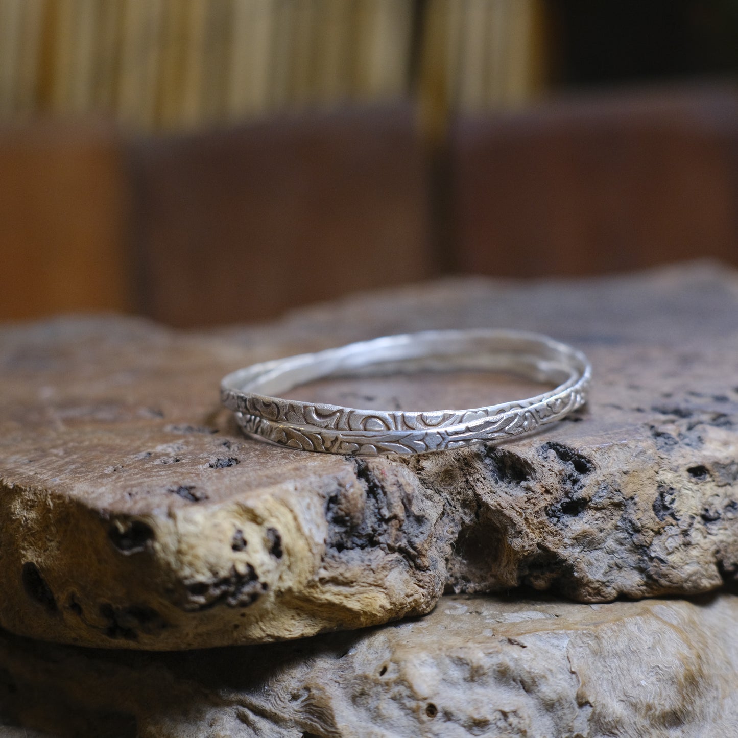 Double Bangles in Sterling Silver with Arabesque Motif Made to Order
