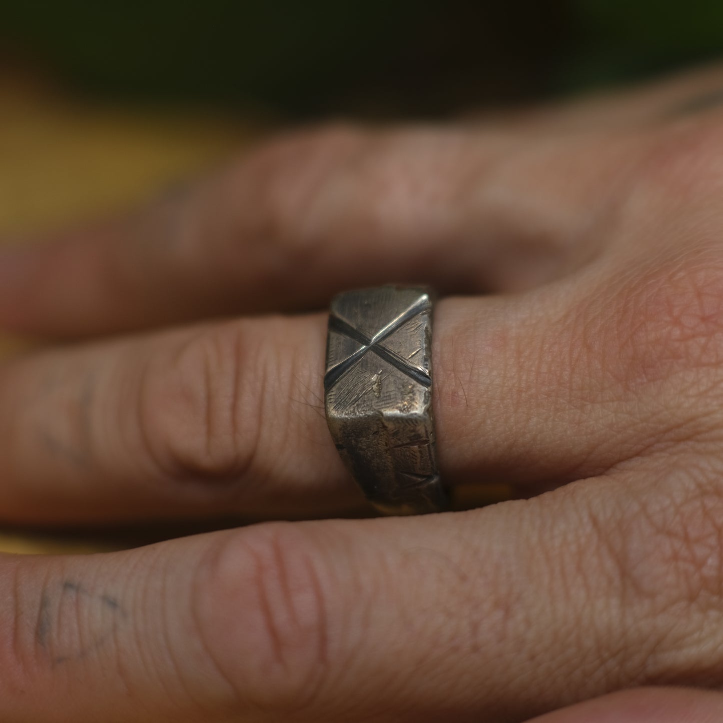 Hand Crafted Sterling Silver Pirate Inspired Signet Ring US Size 9