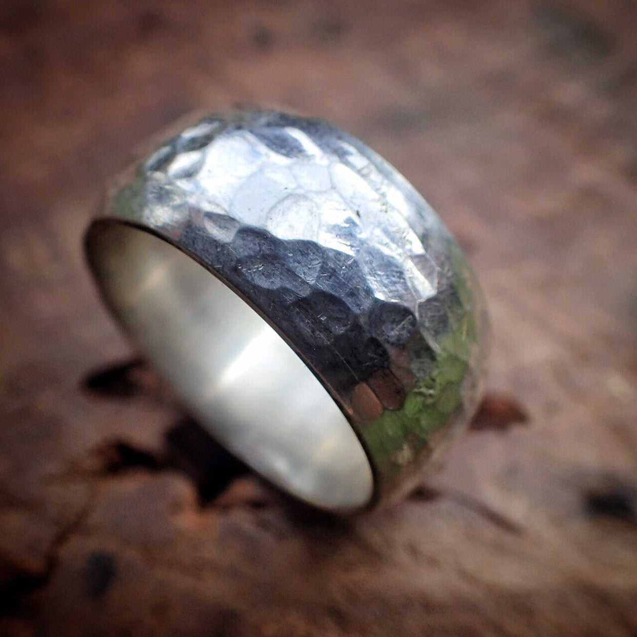 Chunky Hammered Silver Ring / Band US Size 8