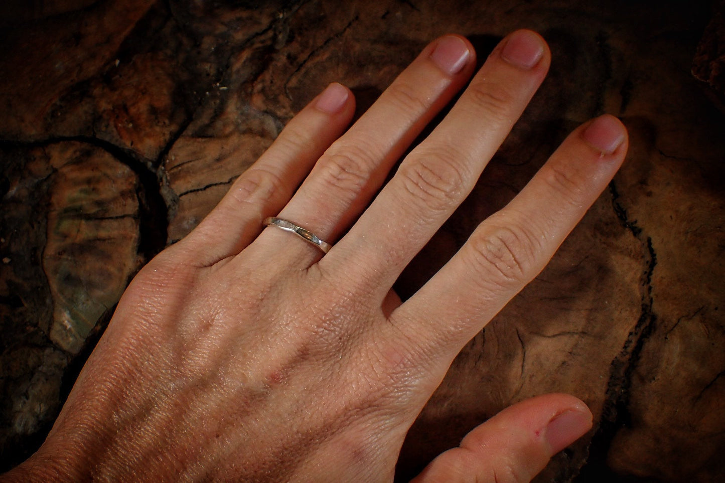 White Gold Hammered Textured Unique Rustic 9ct Ring / Band US Sizes