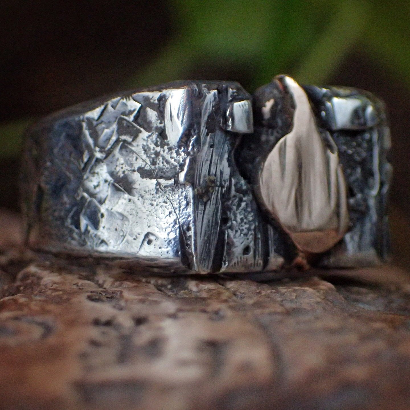 Rose Gold And Silver Fusion Signet Ring ~ Sand Cast Rugged Rustic and Rugged One of a Kind Ring / Band US Size 9.75