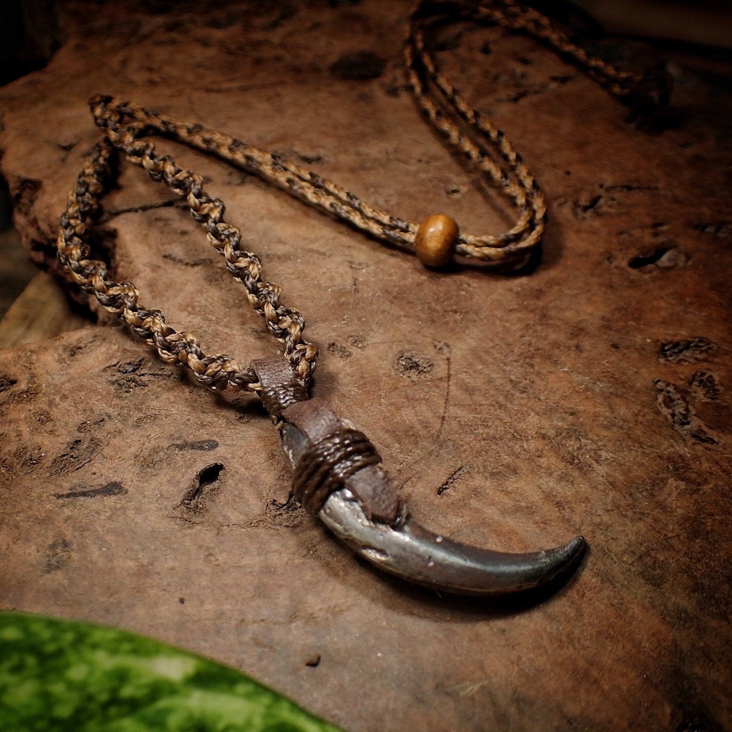 Silver Wedge Tailed Eagle Talon Pendant with Adjustable Hand Woven Style Necklace