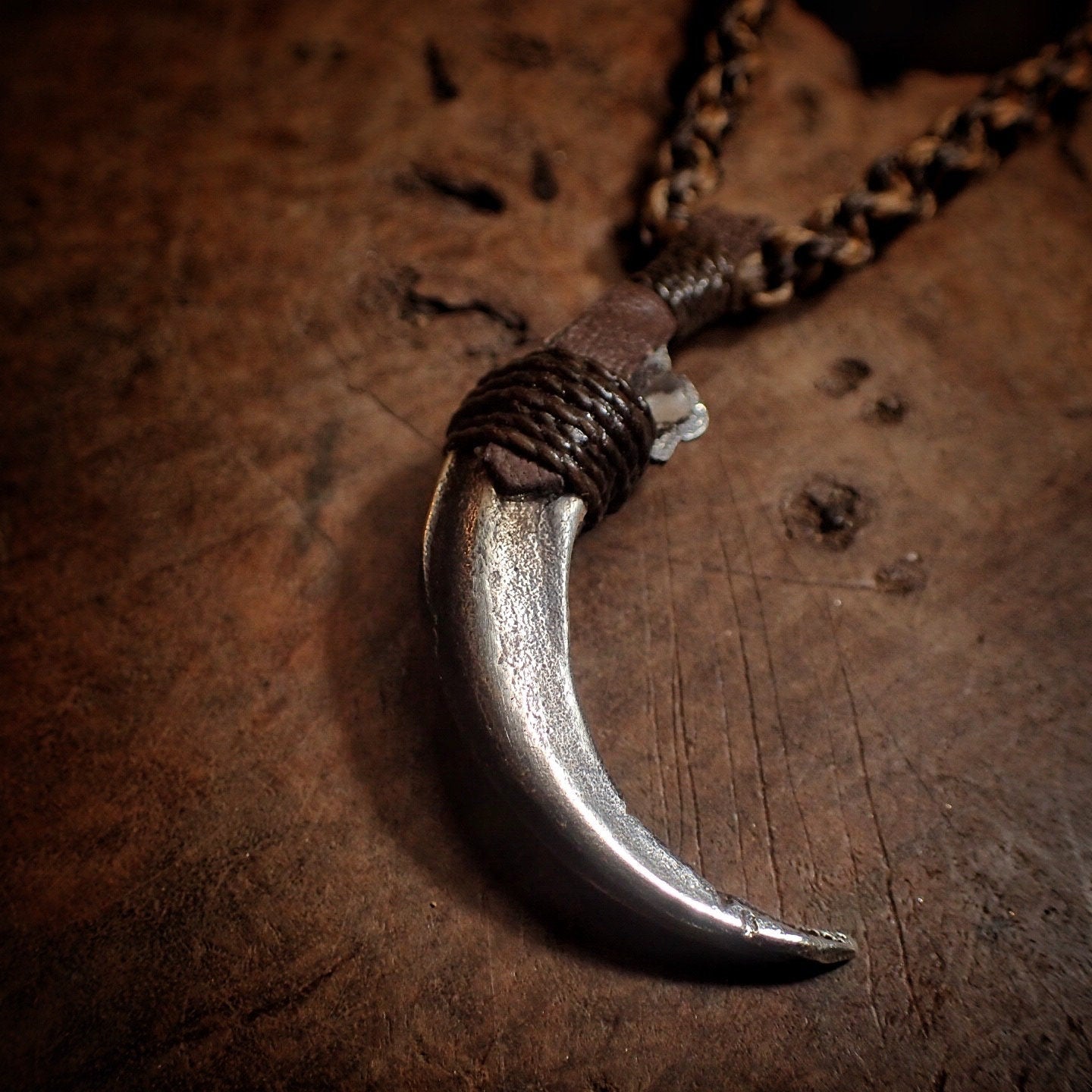 Silver Wedge Tailed Eagle Talon Pendant with Adjustable Hand Woven Style Necklace