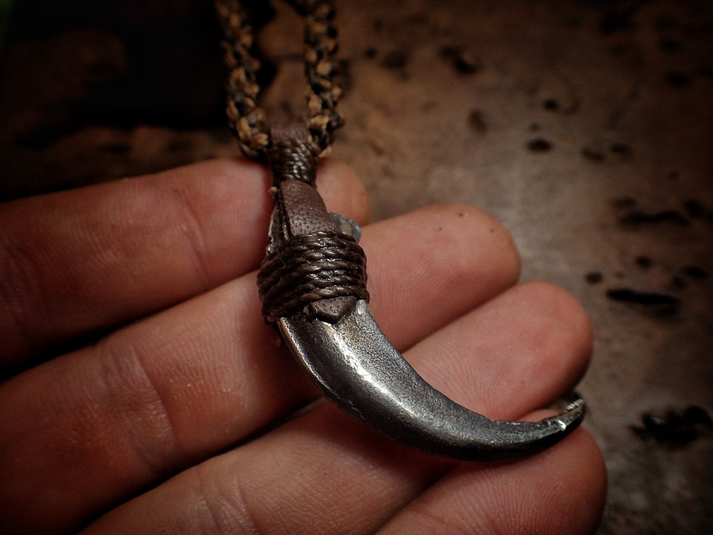 Silver Wedge Tailed Eagle Talon Pendant with Adjustable Hand Woven Style Necklace