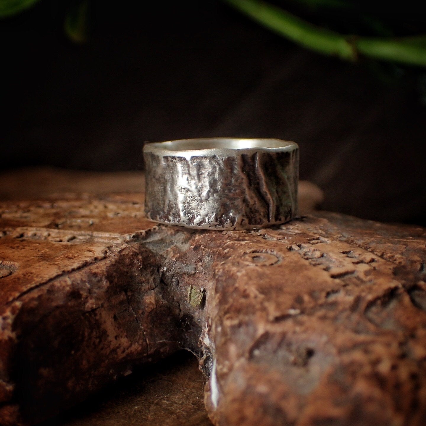Reticulated Texture on Chunky Rustic Silver Ring / Band US Size 10