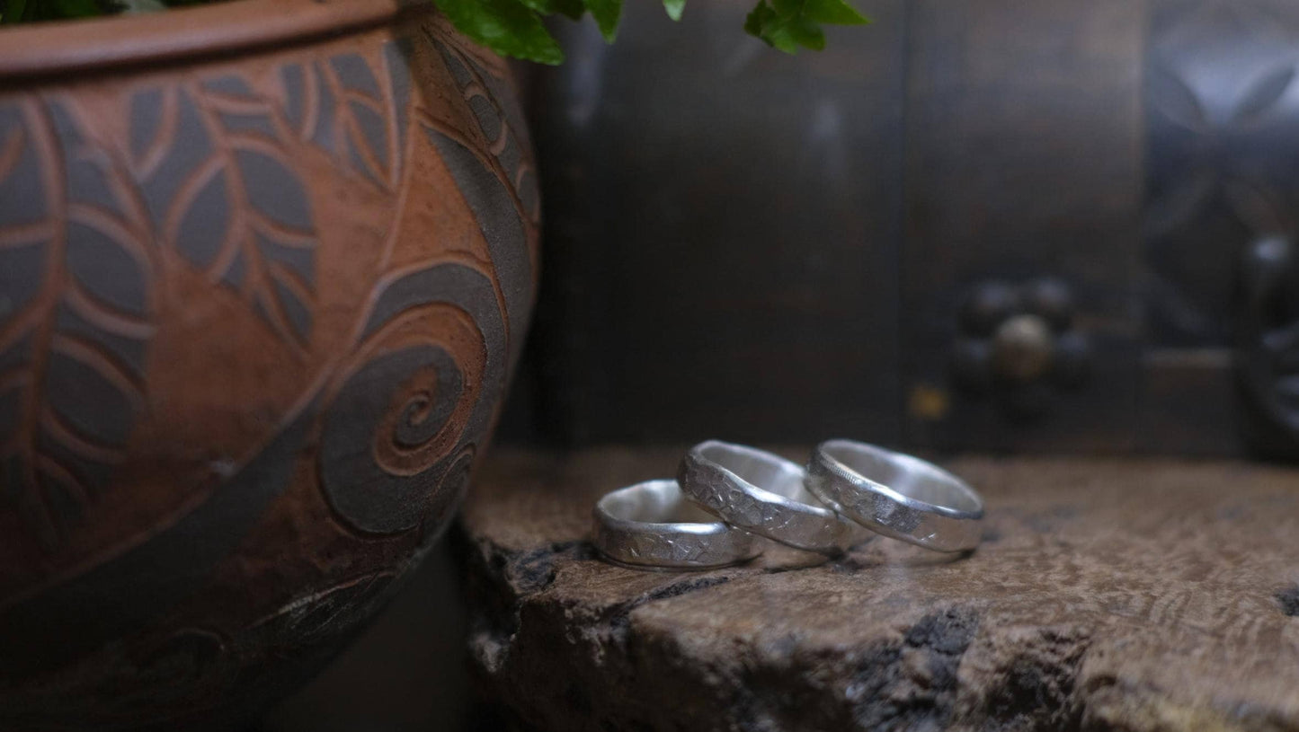 Rustic Pirate Thick Hammered Silver Ring / Band US Sizes