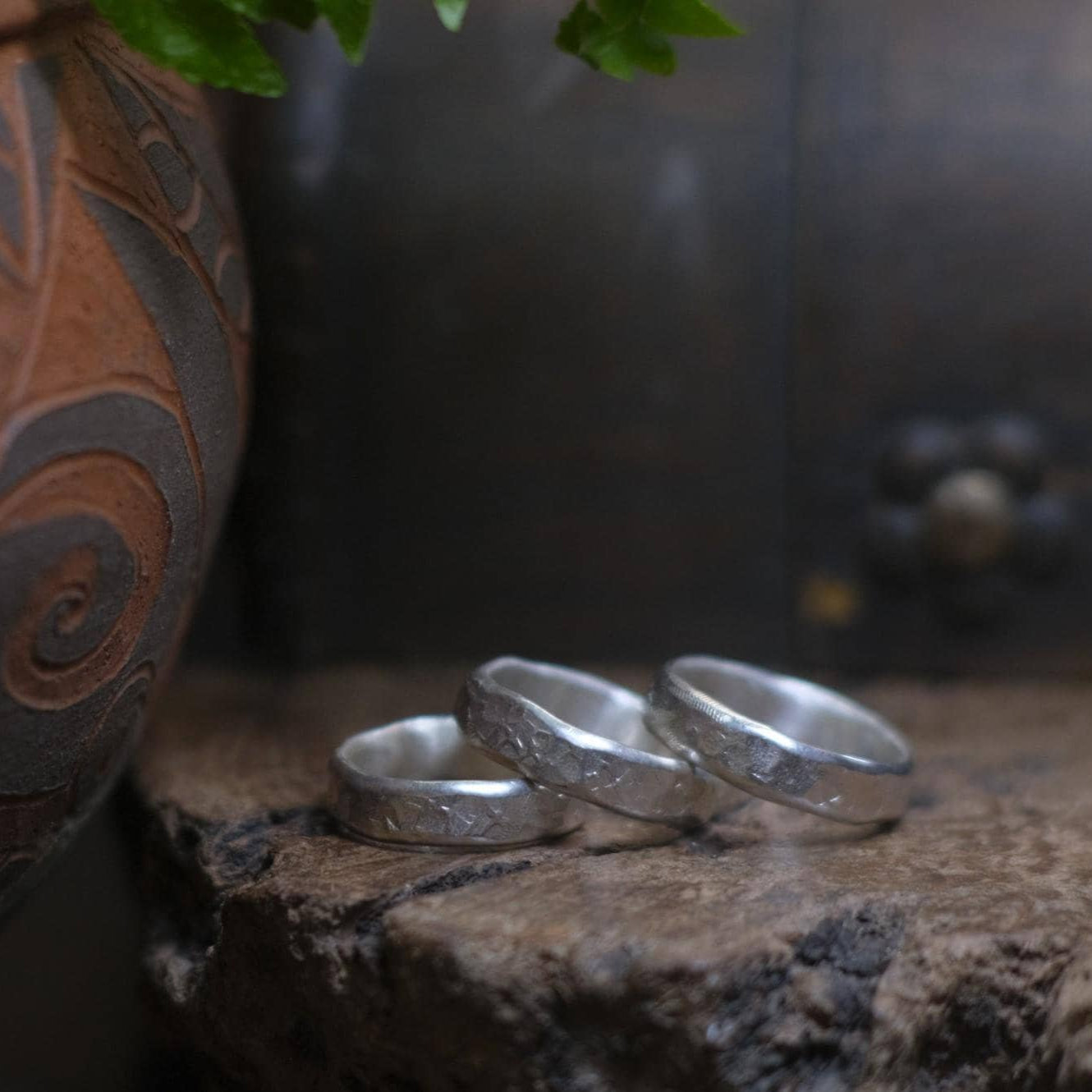 Rustic Pirate Thick Hammered Silver Ring / Band US Sizes