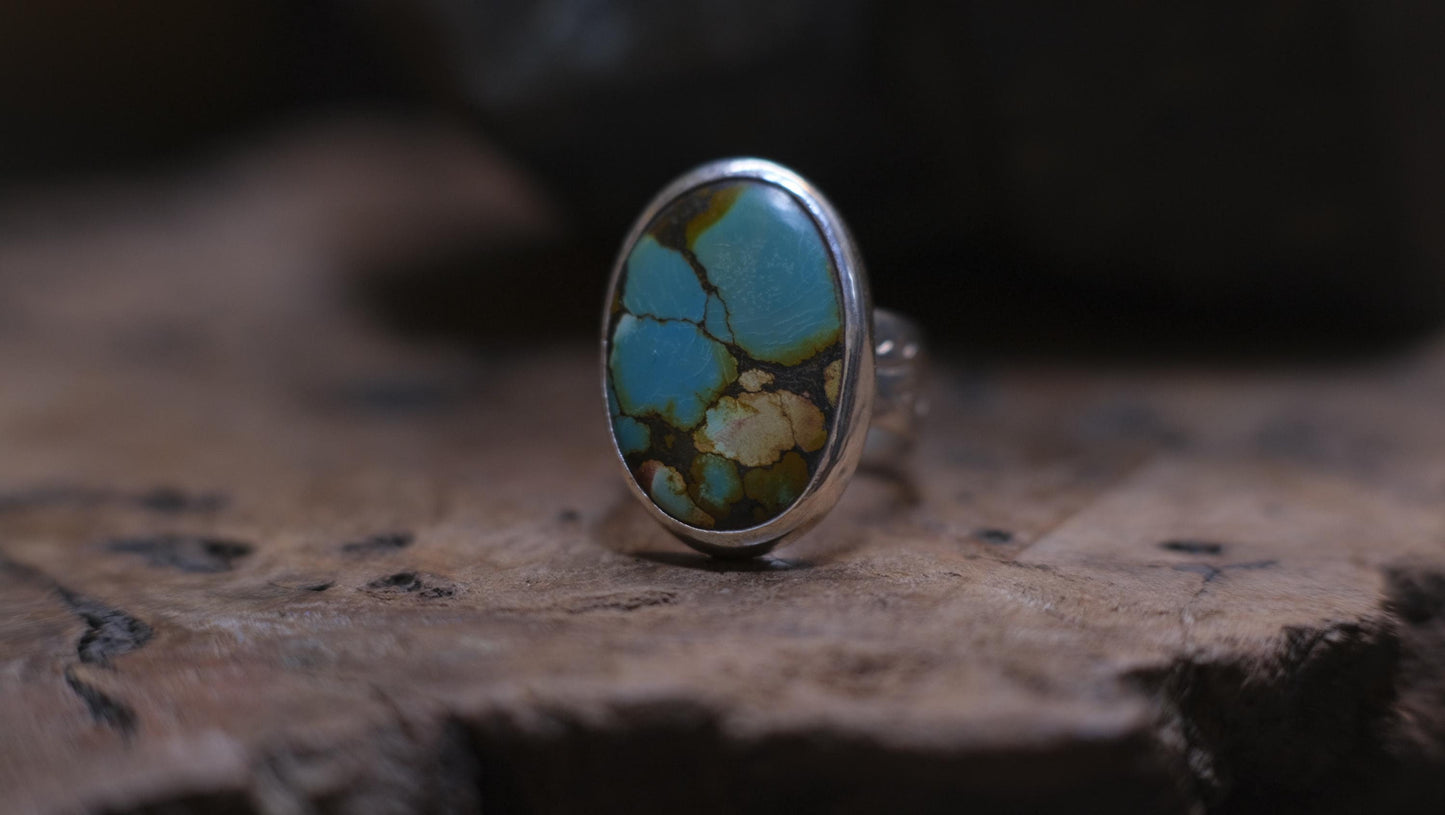 Exquisite Turquoise set in Sterling Silver on beautiful Sterling Ring