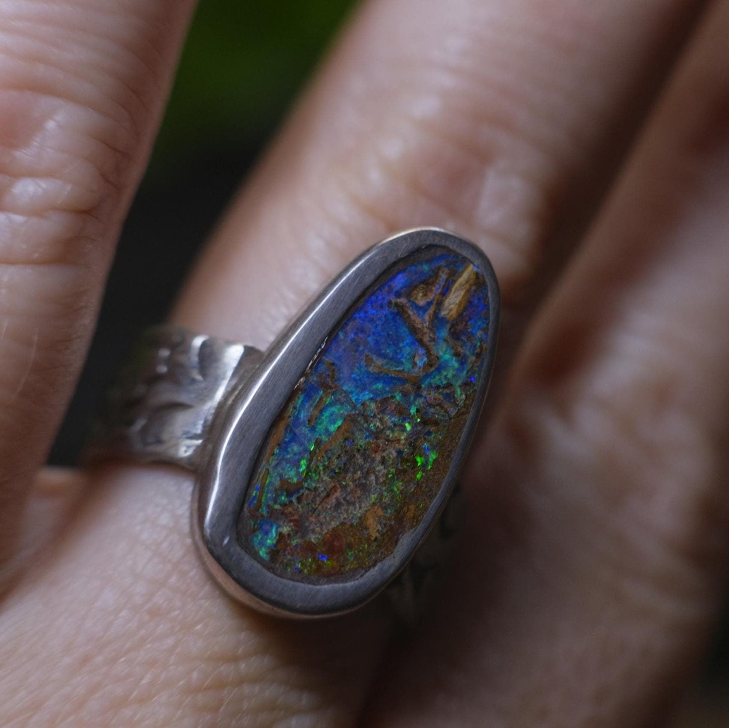 Australian Boulder Opal Sterling Silver Pirate Style Ring
