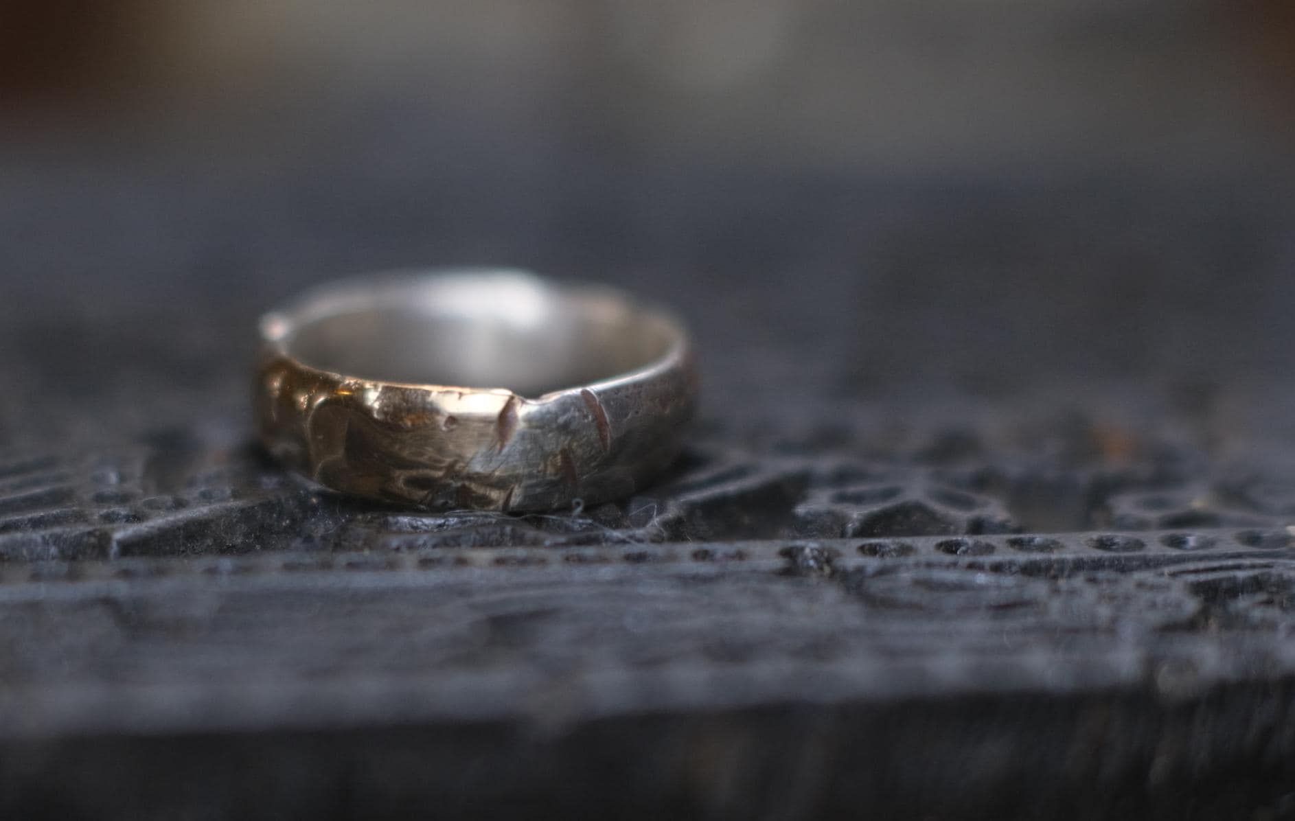 Handcrafted Sterling Silver Ring with Molten Gold Overlay US Size 9.75