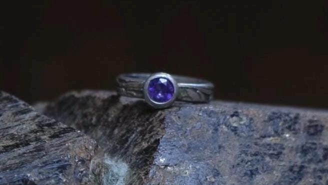 Faceted Amethyst and Sterling Silver Ring
