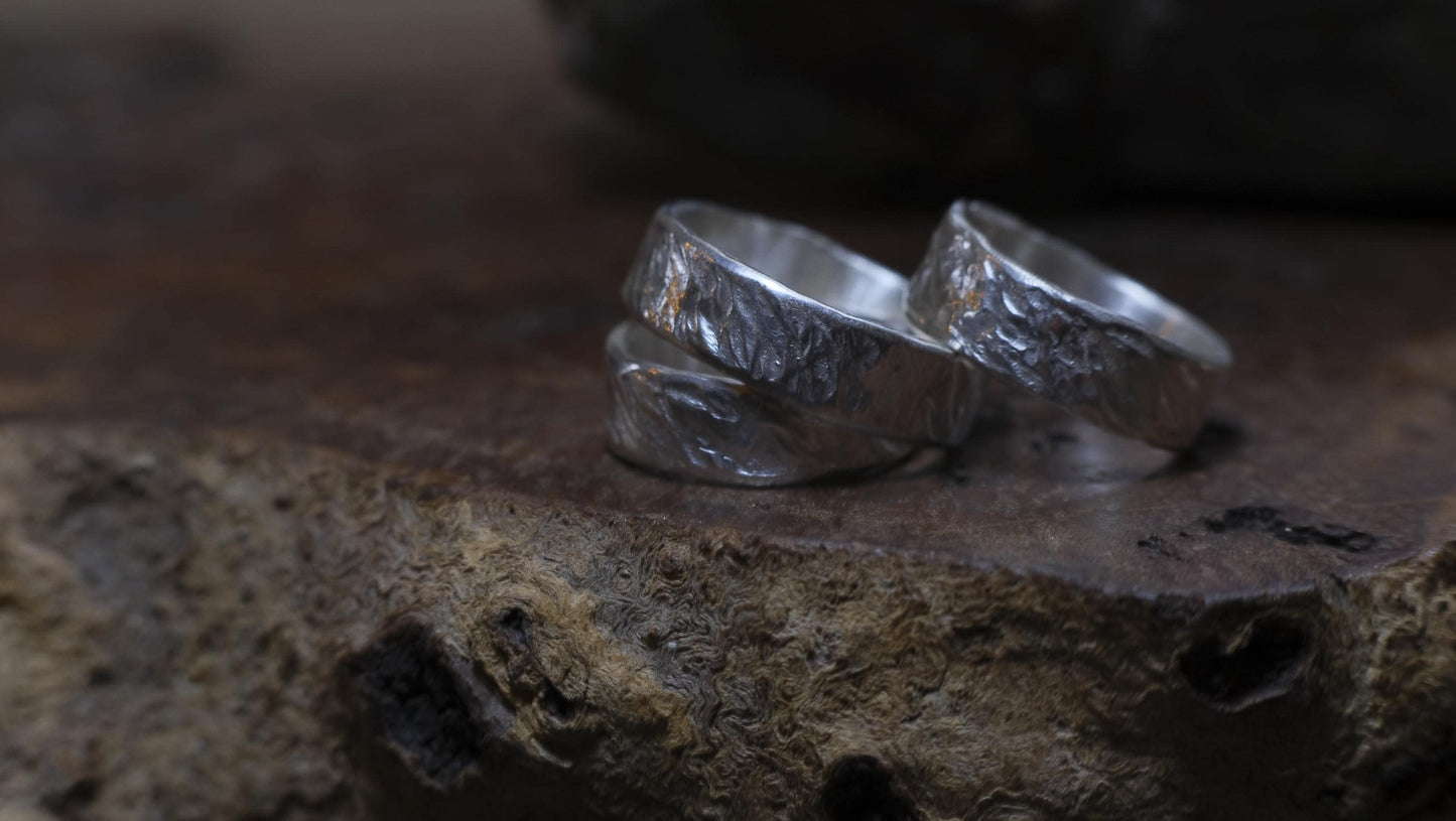 Tree Inspired Sterling Silver Wide Banded RIng Custom Order Made to Size