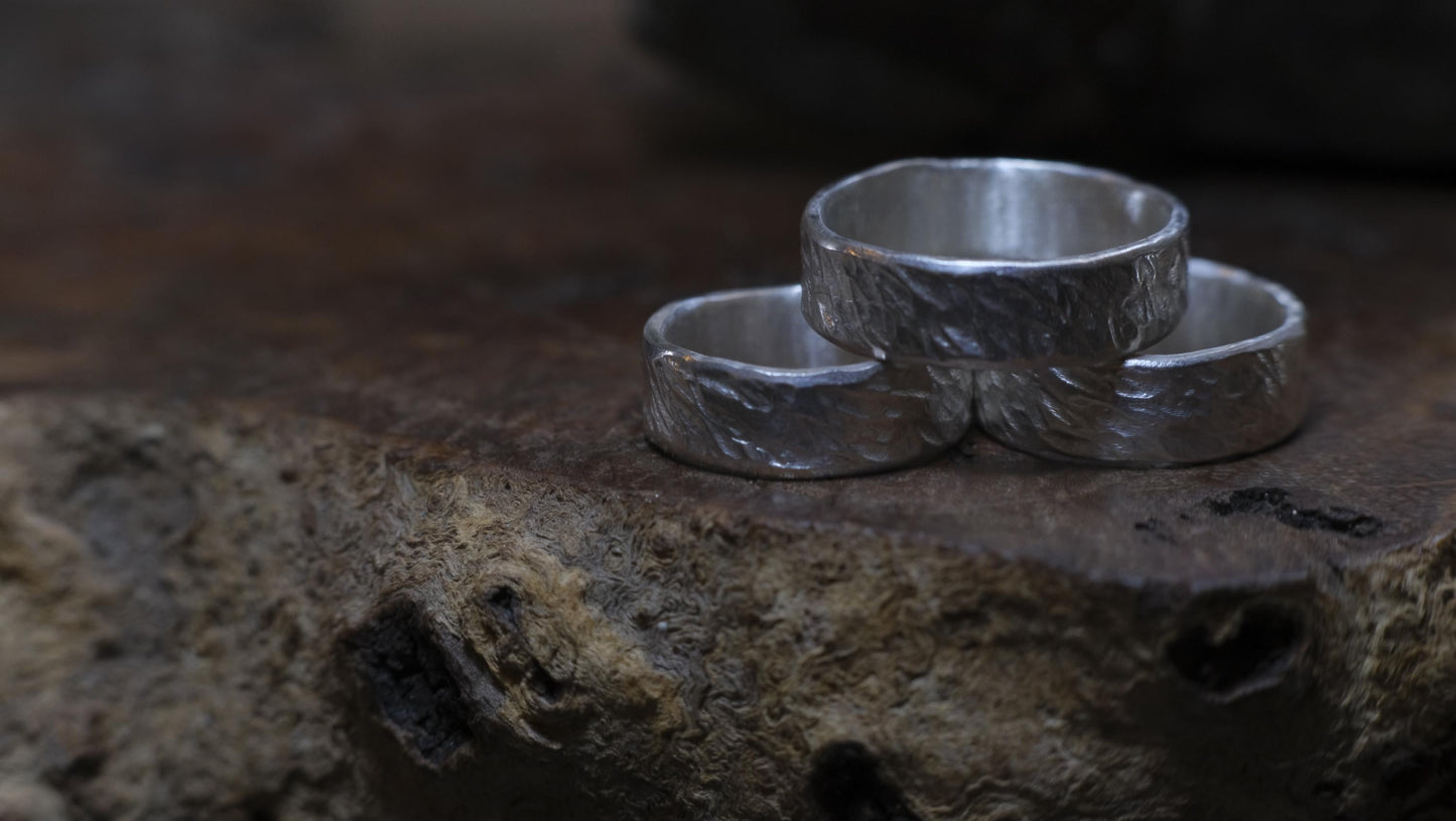 Tree Inspired Sterling Silver Wide Banded RIng Custom Order Made to Size