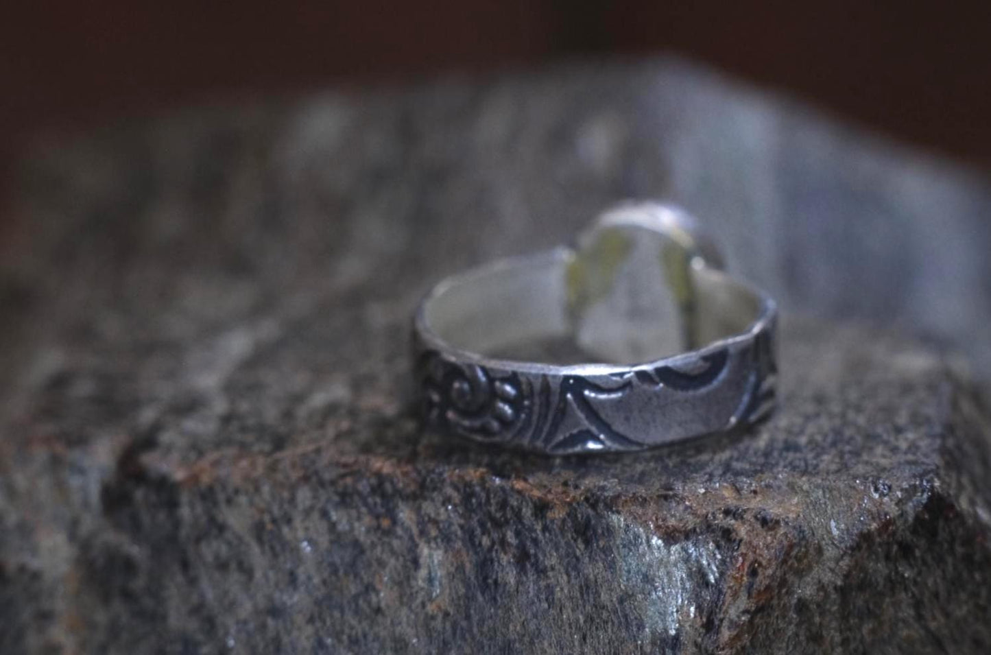 Moonstone and Paisley Sterling Silver Ring US Size 7