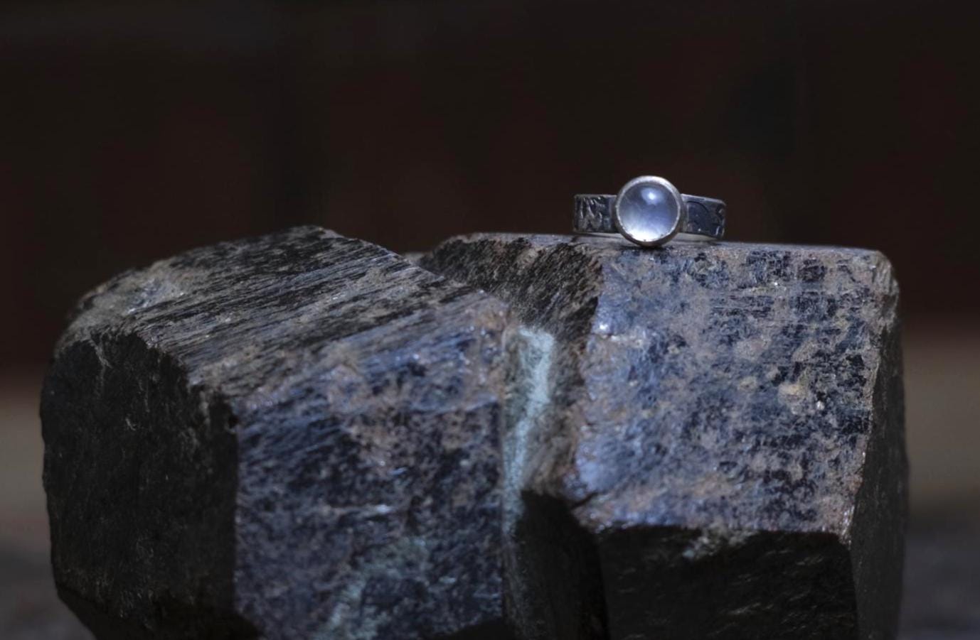 Moonstone and Paisley Sterling Silver Ring US Size 7
