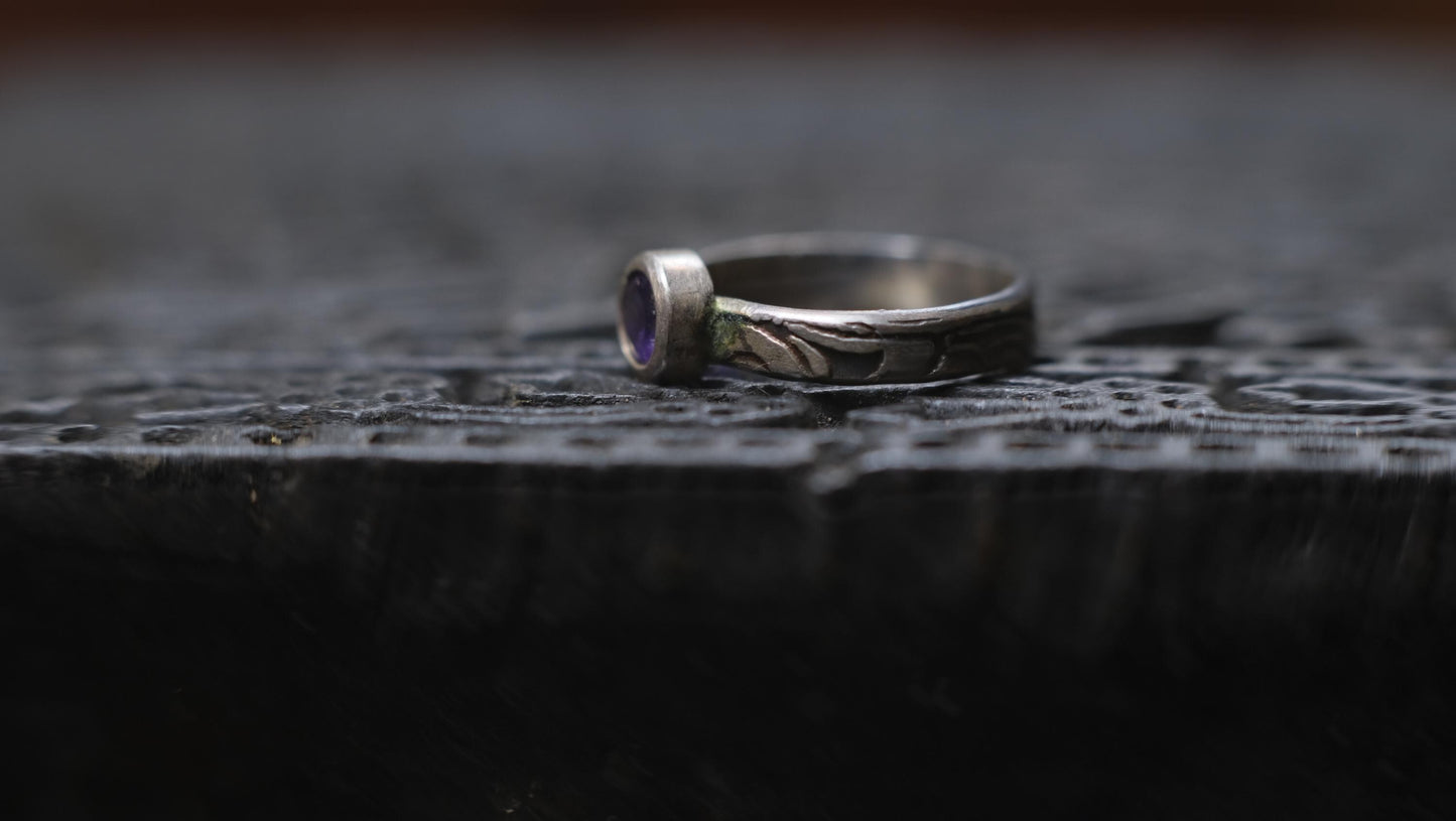 Faceted Amethyst and Sterling Silver Ring
