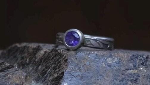 Faceted Amethyst and Sterling Silver Ring