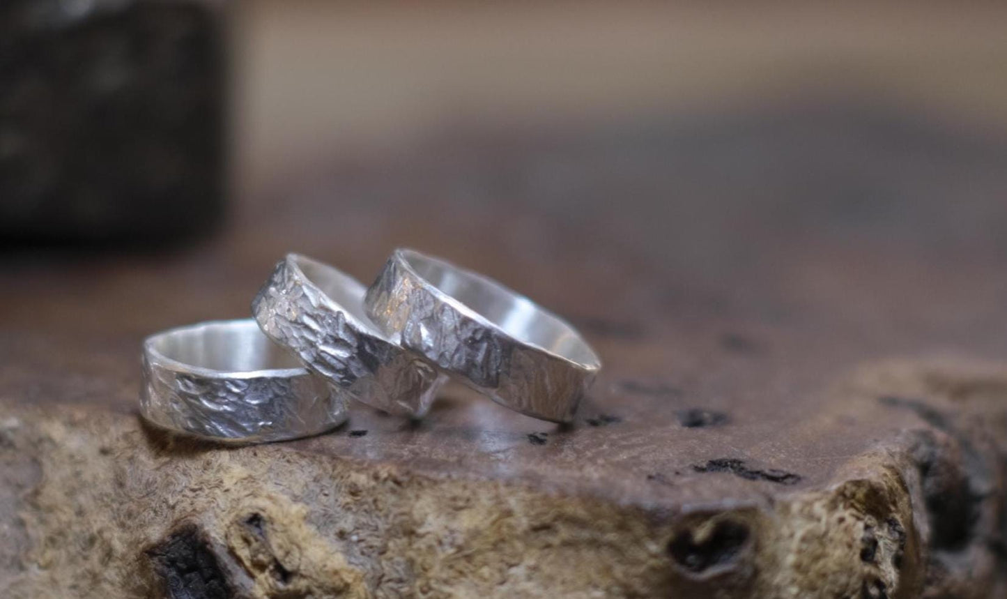 Tree Inspired Sterling Silver Wide Banded RIng Custom Order Made to Size
