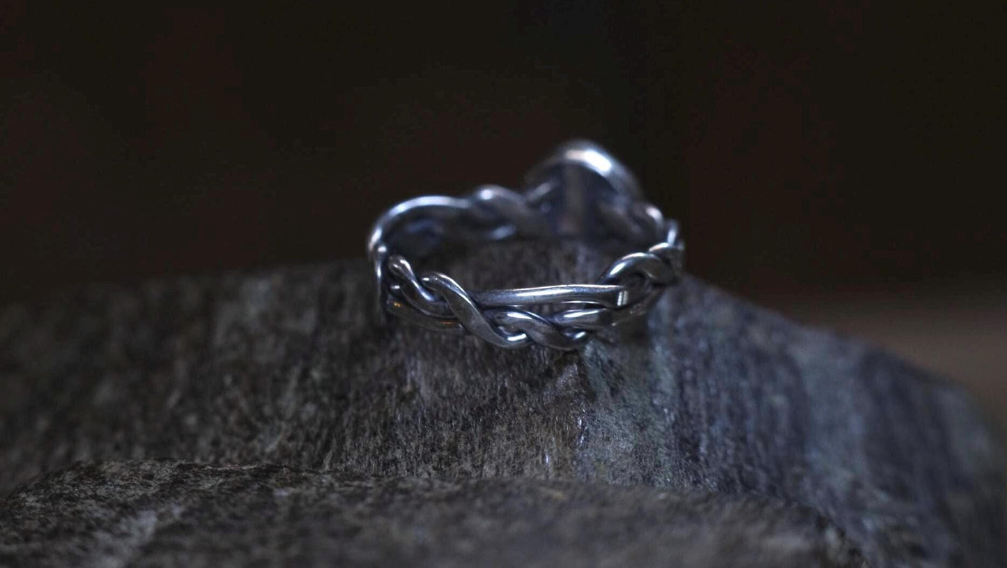 Pink Tourmaline and Braided Sterling Silver Ring Size 7