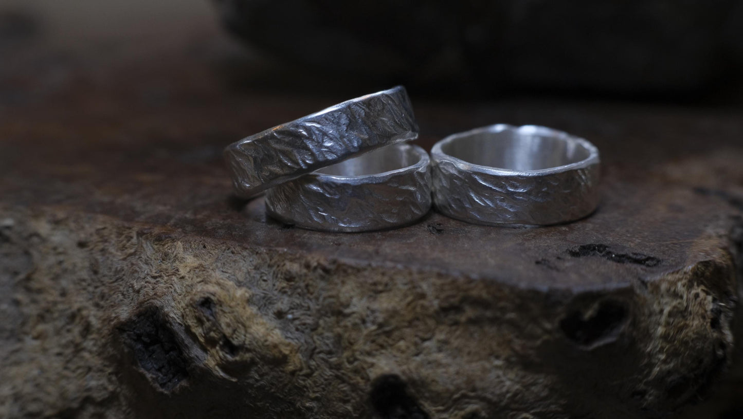 Tree Inspired Sterling Silver Wide Banded RIng Custom Order Made to Size