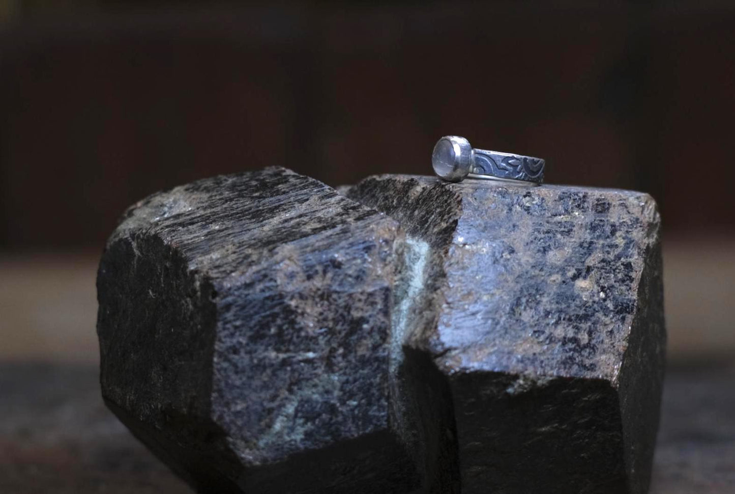 Moonstone and Paisley Sterling Silver Ring US Size 7