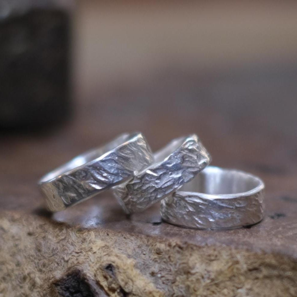 Tree Inspired Sterling Silver Wide Banded RIng Custom Order Made to Size