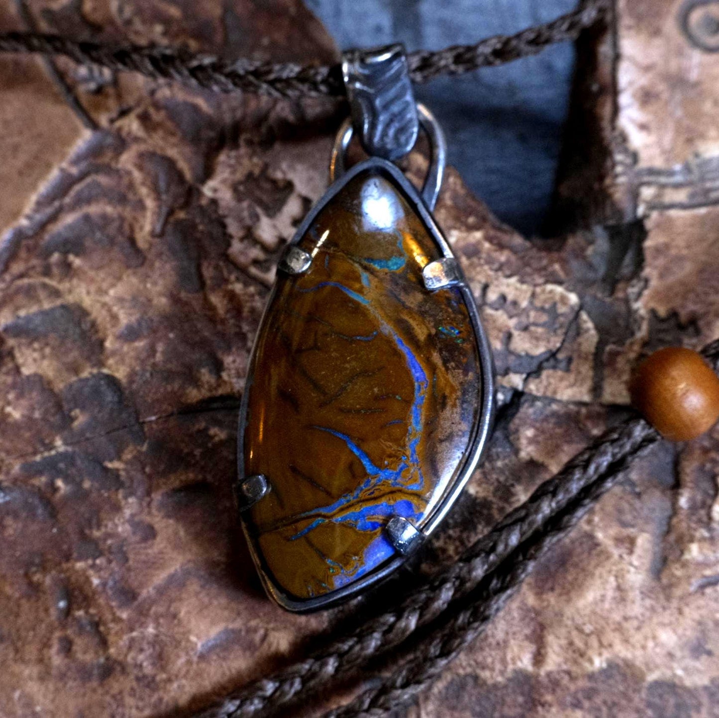 Hand Crafted Stering Silver and Boulder Opal Pendant