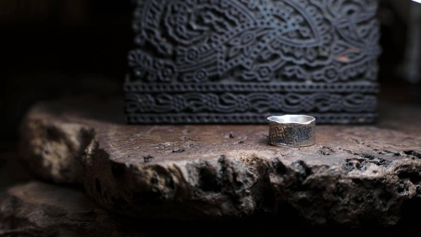 Handmade Sterling Silver Geometric Textured Band Ring