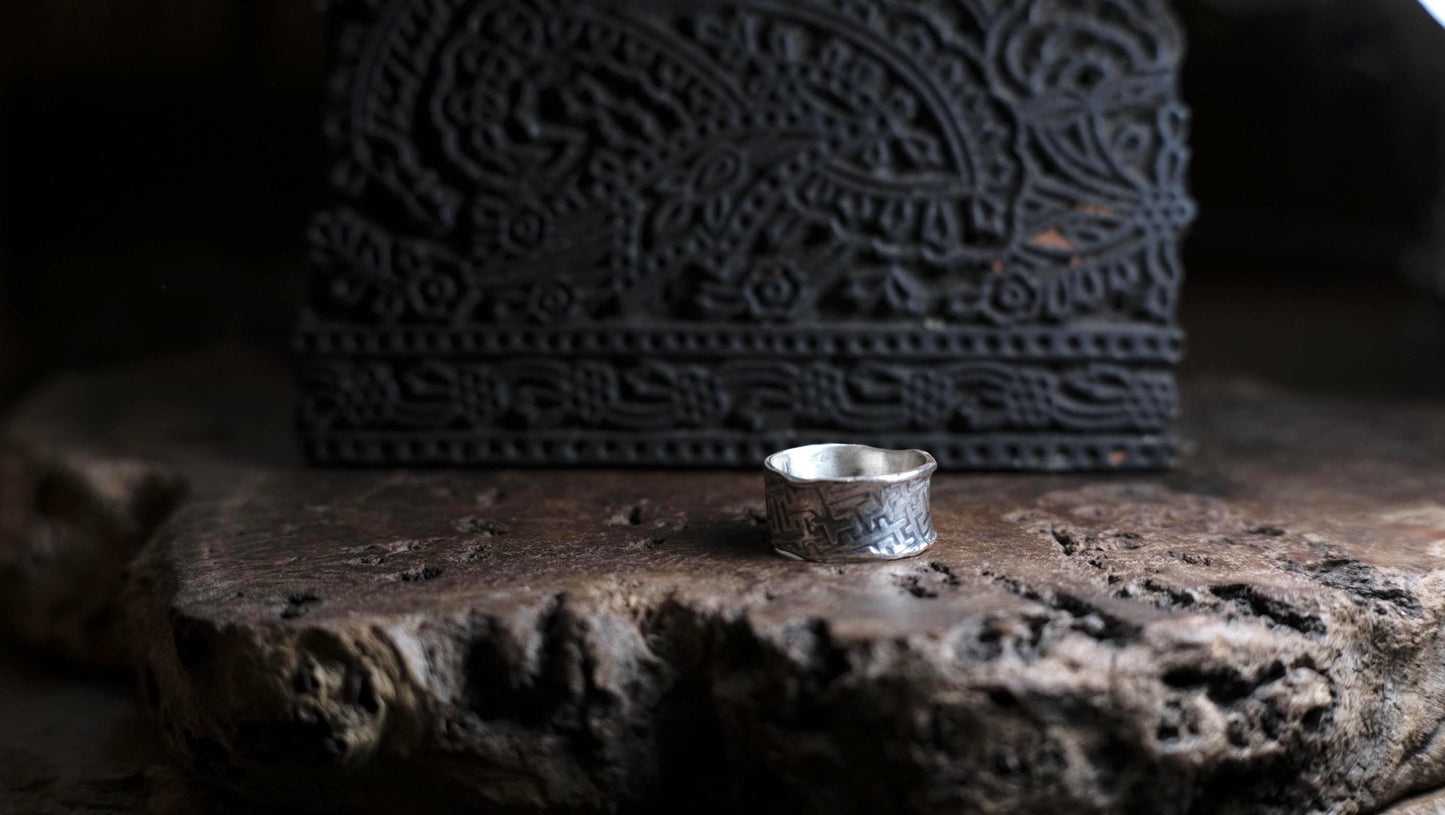 Handmade Sterling Silver Geometric Textured Band Ring