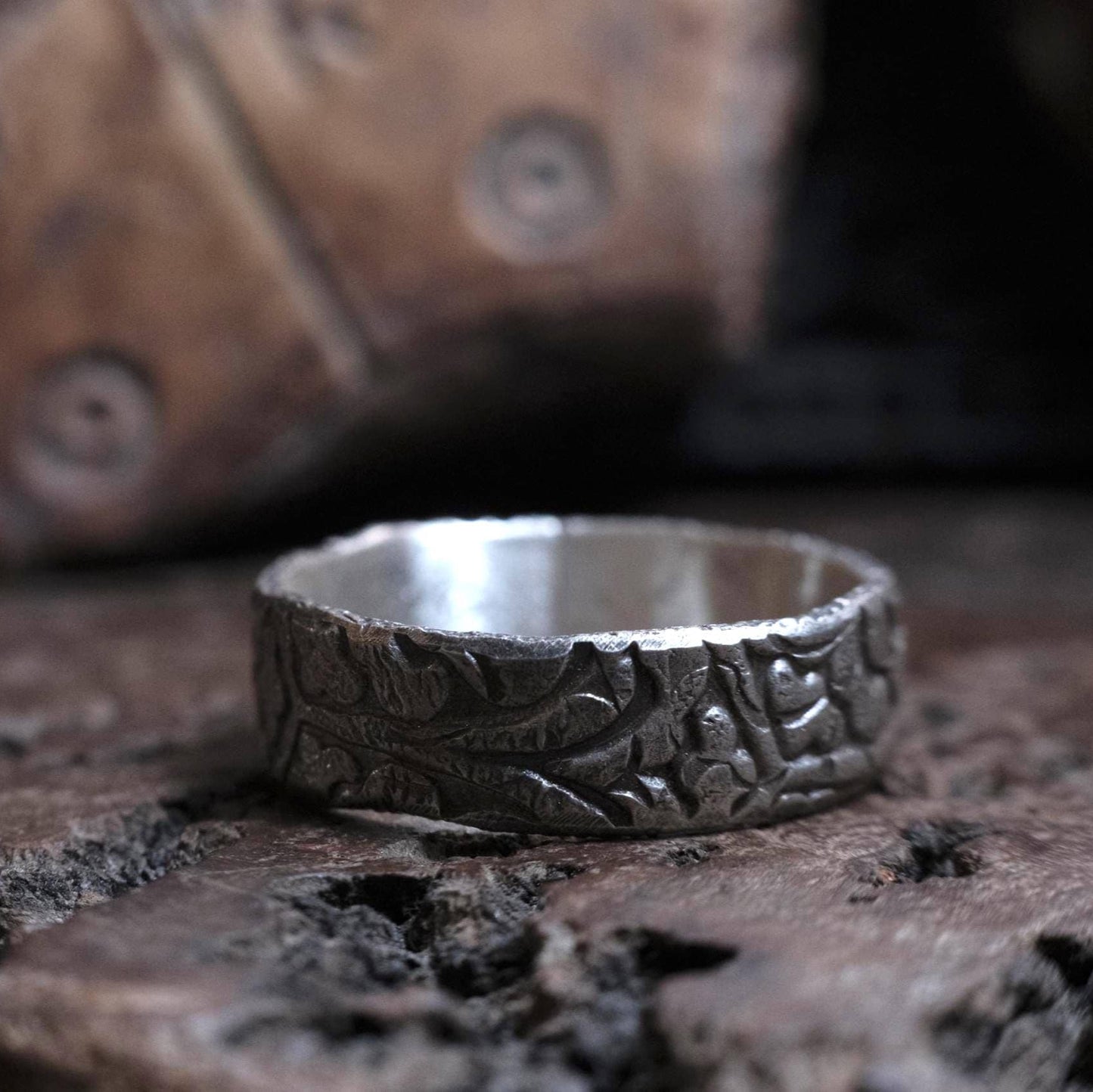 Rugged Pirate Inspired Hand Crafted Sterling Silver Ring US Size 13.25