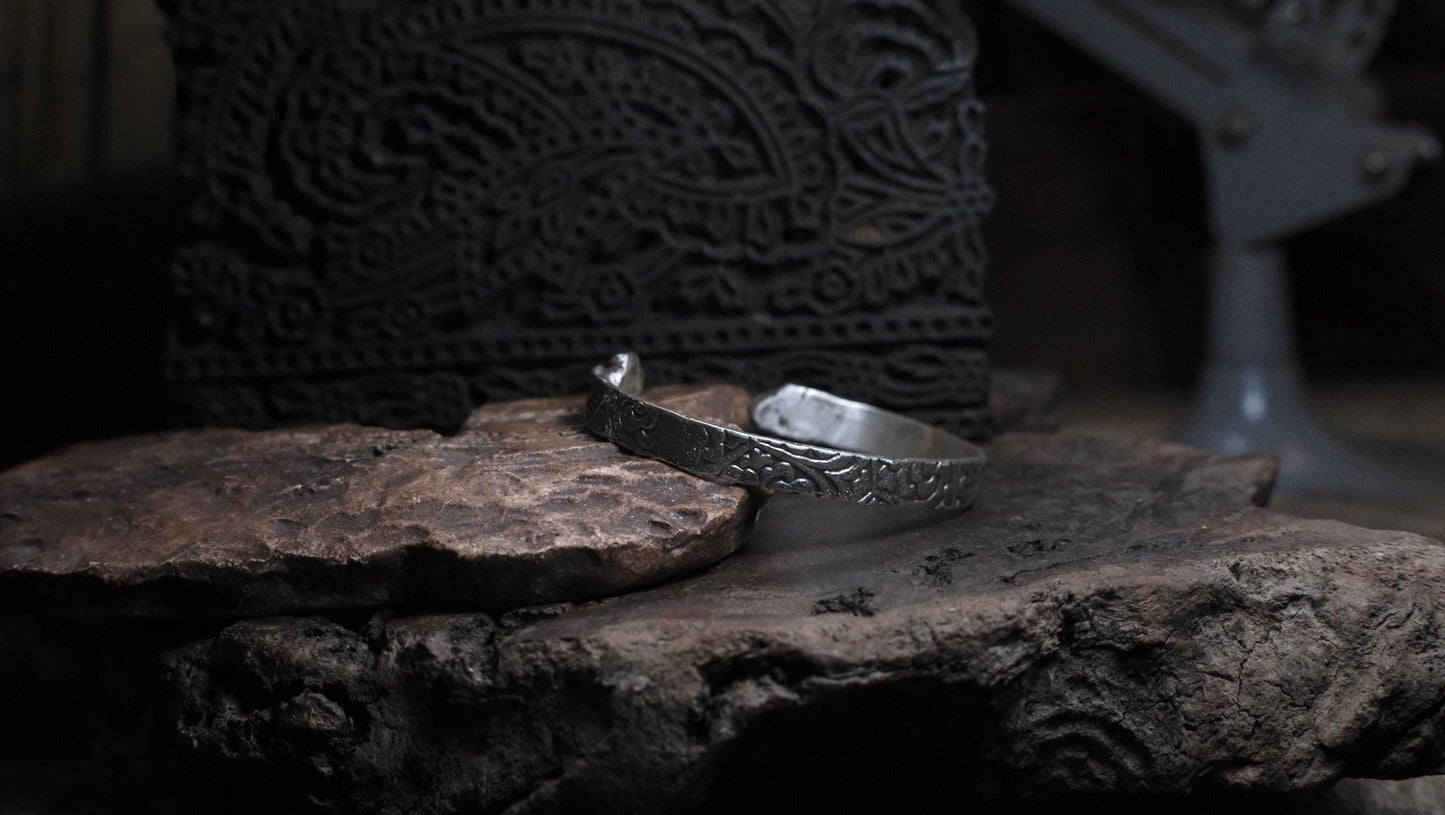 Victorian Era Pirate Inspired Sterling Silver Cuff Bracelet
