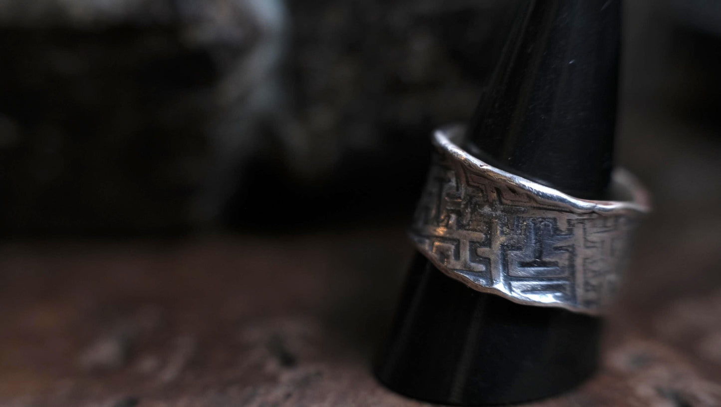 Handmade Sterling Silver Geometric Textured Band Ring