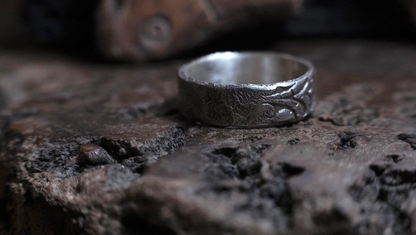 Rugged Pirate Inspired Hand Crafted Sterling Silver Ring US Size 13.25