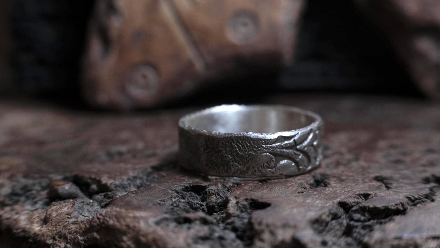 Rugged Pirate Inspired Hand Crafted Sterling Silver Ring US Size 13.25