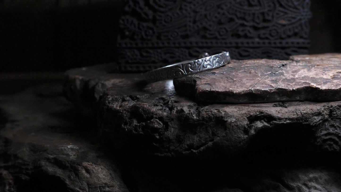 Victorian Era Pirate Inspired Sterling Silver Cuff Bracelet