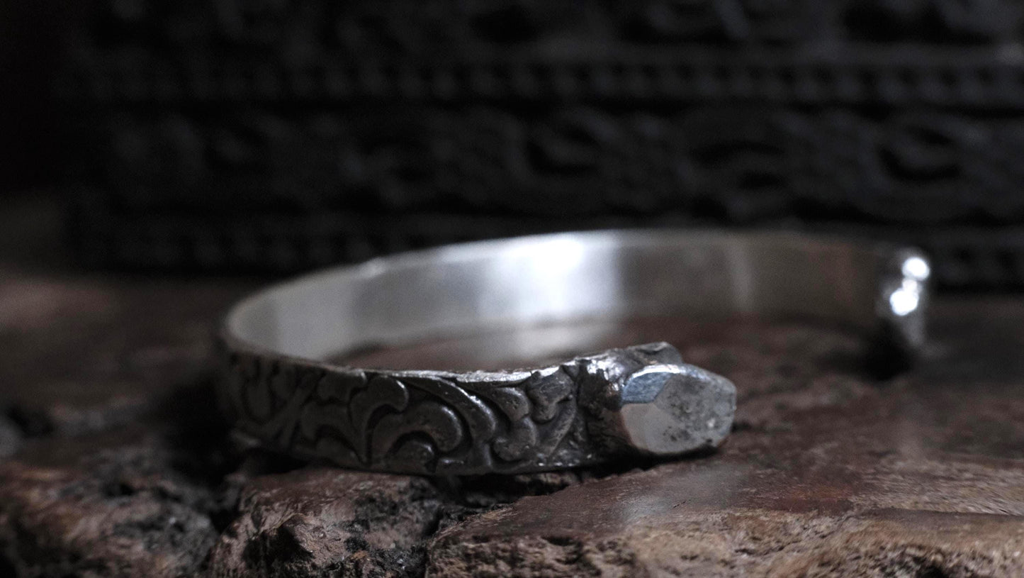 Victorian Era Pirate Inspired Sterling Silver Cuff Bracelet