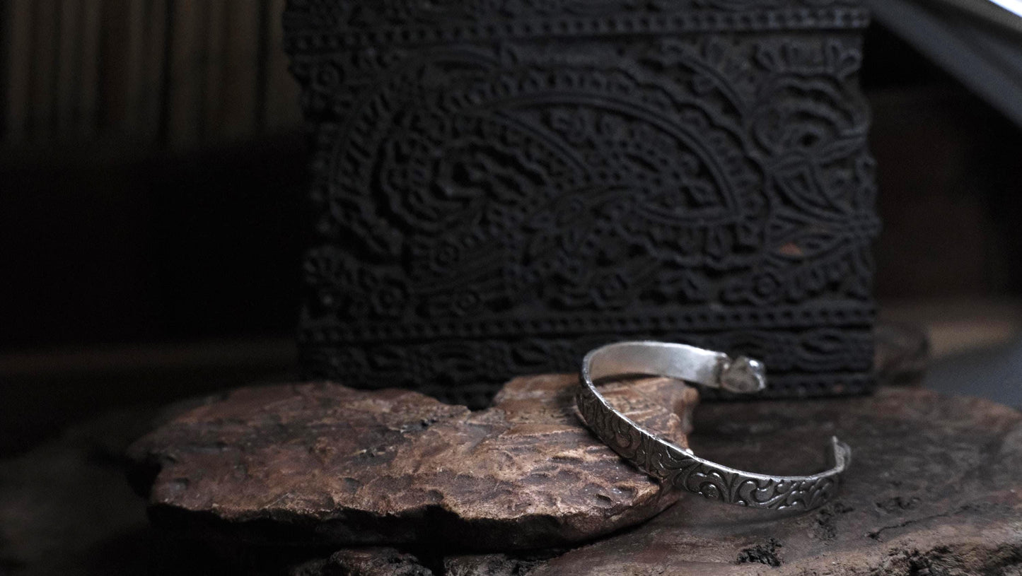 Victorian Era Pirate Inspired Sterling Silver Cuff Bracelet