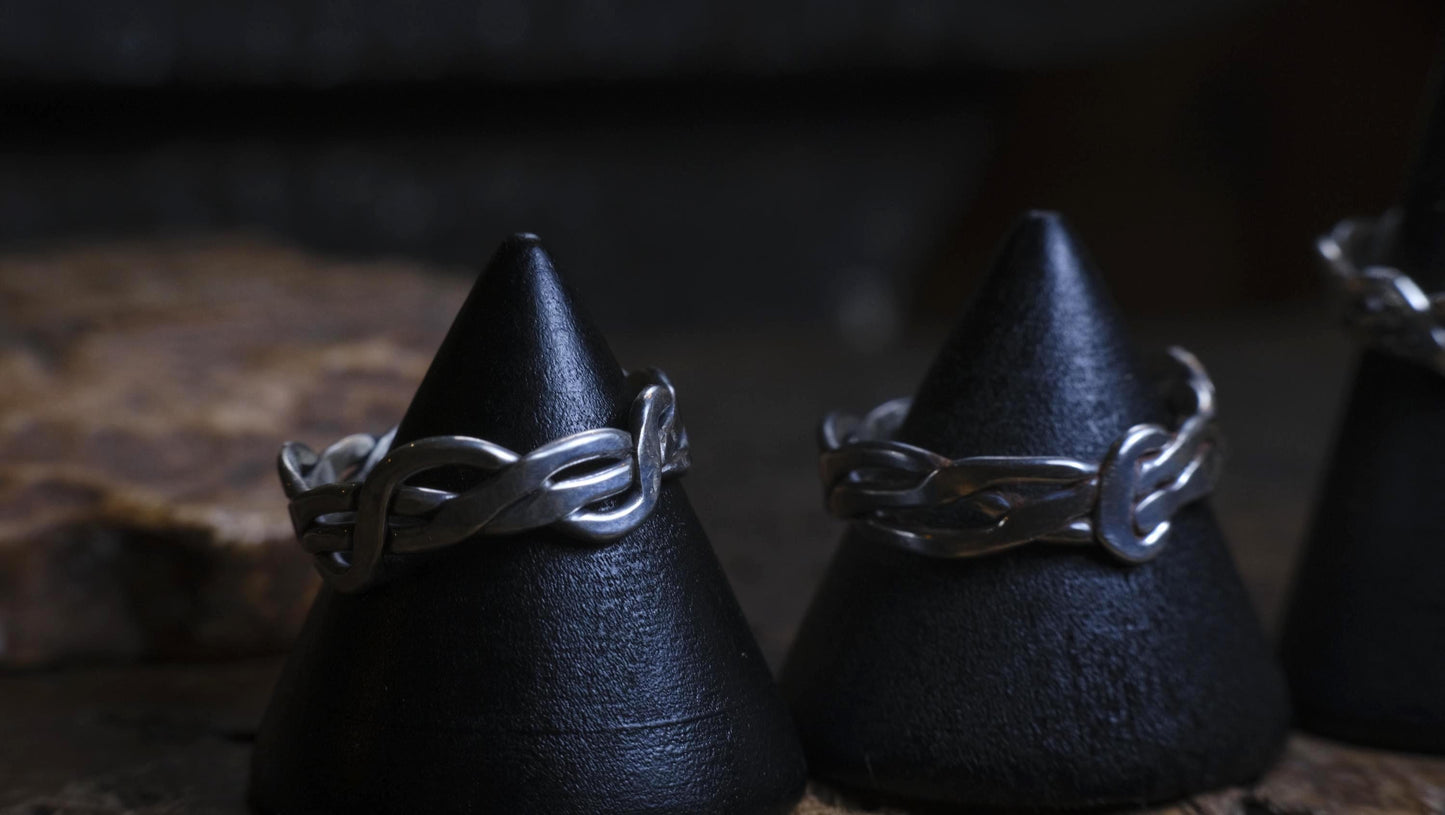 Medium Banded Sterling Silver Woven Rings Made to Size