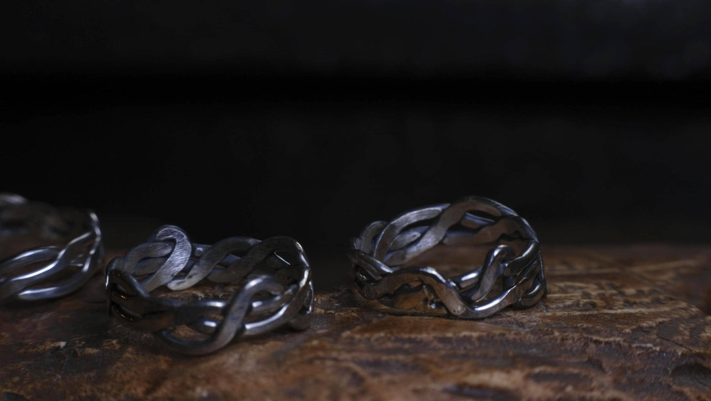Medium Banded Sterling Silver Woven Rings Made to Size