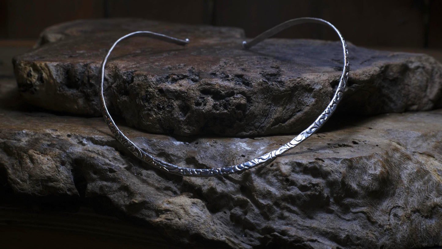 Hand Crafted Sterling Silver Choker with Arabesque Style Motif