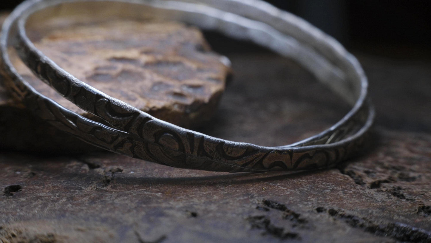 Double Bangles in Sterling Silver with Arabesque Motif Made to Order