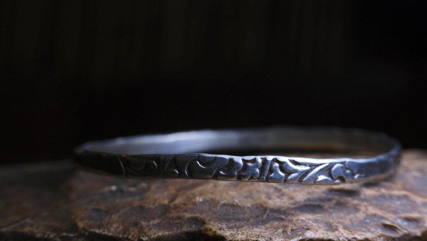 Pirate Inspired Sterling Silver Bangle Custom Sizes