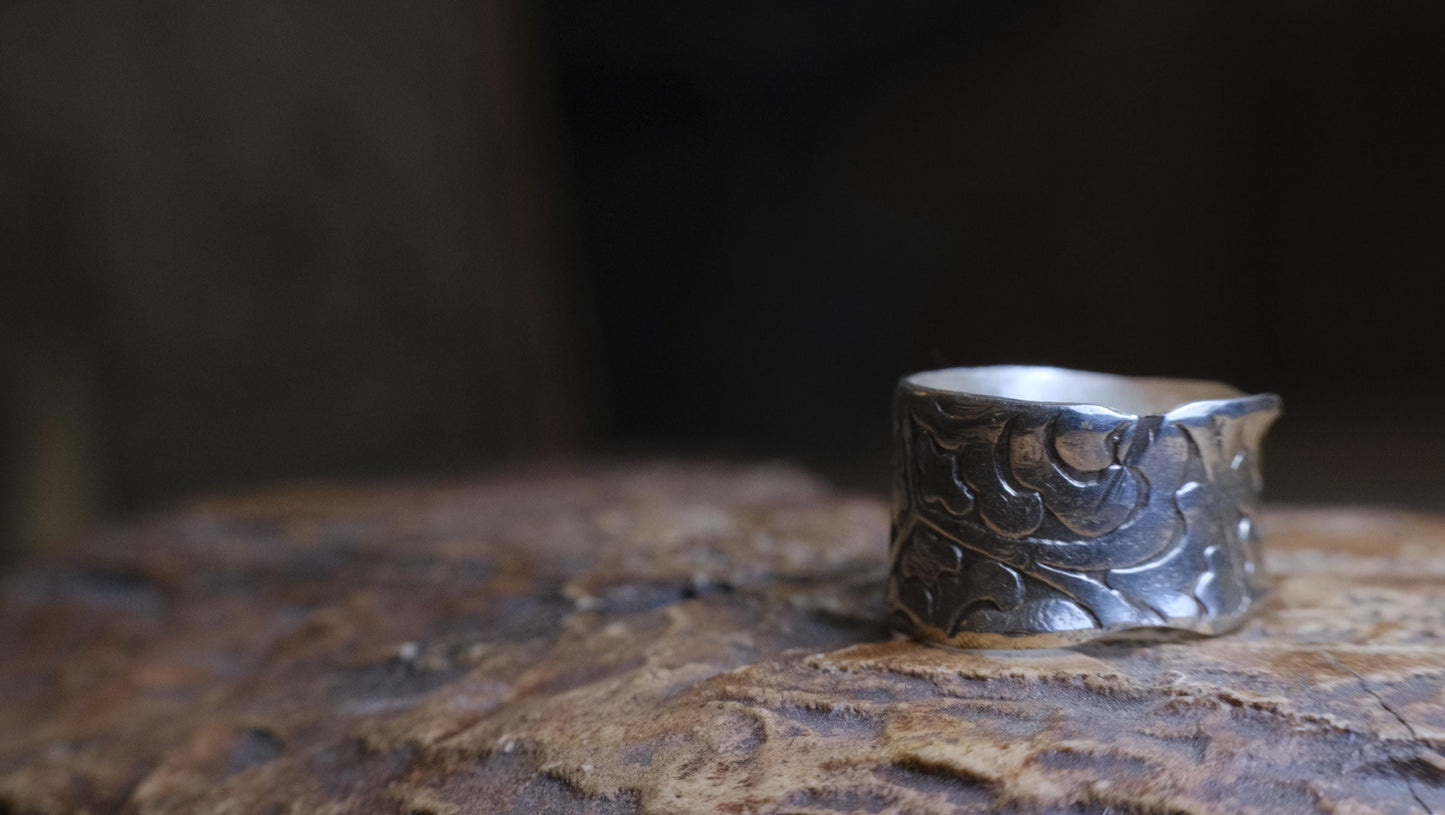 Arabesque Motif Pirate Treasure Sterling Silver Ring US Size 7