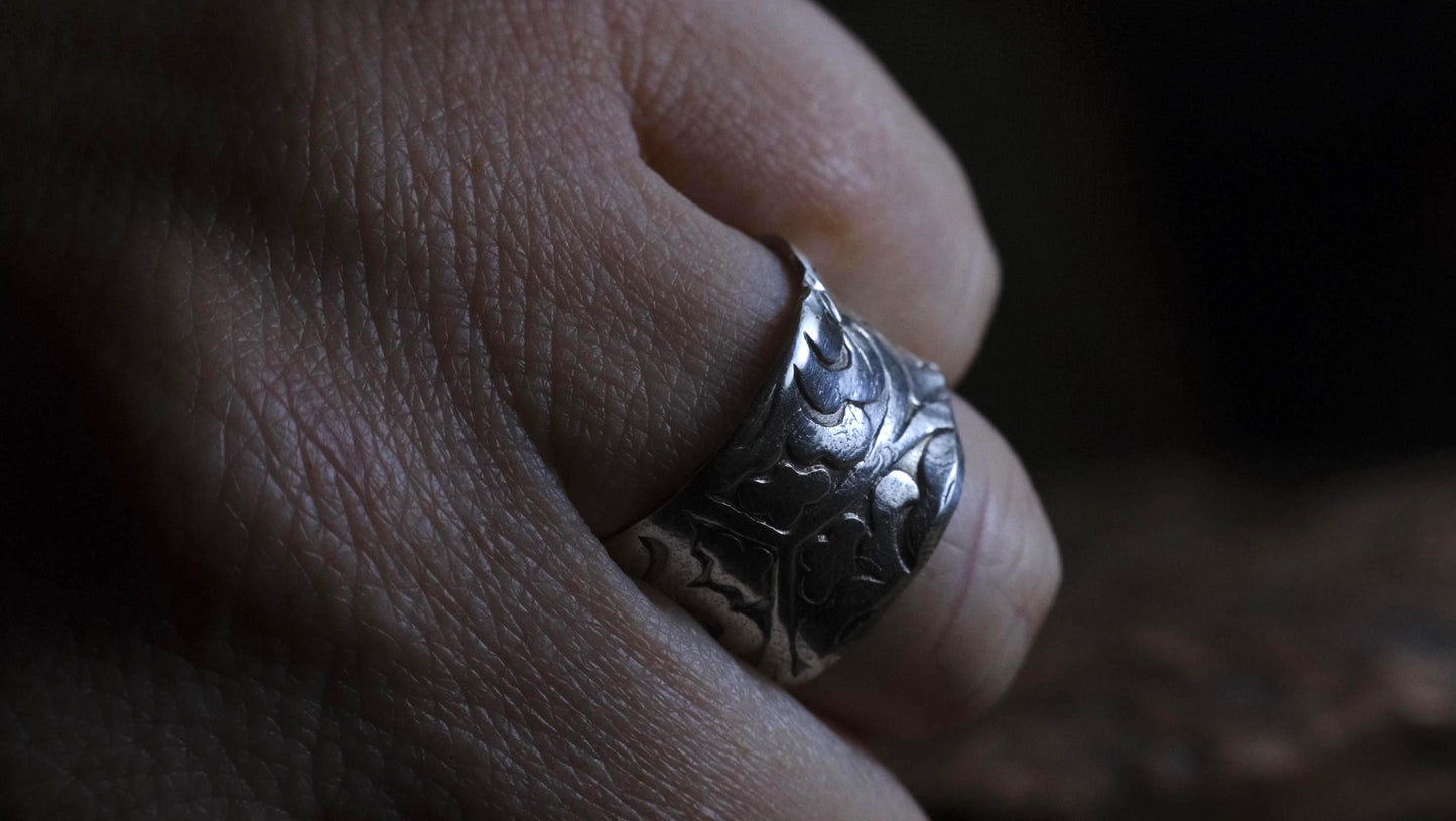 Arabesque Motif Pirate Treasure Sterling Silver Ring US Size 7