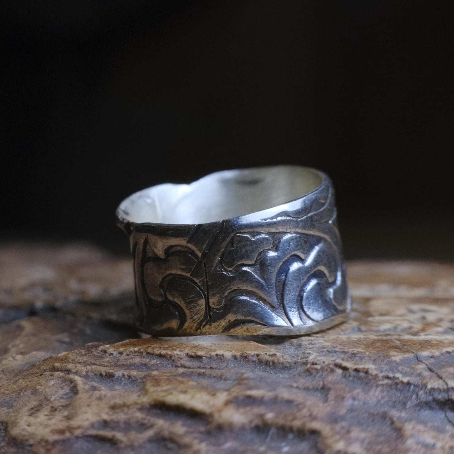 Arabesque Motif Pirate Treasure Sterling Silver Ring US Size 7