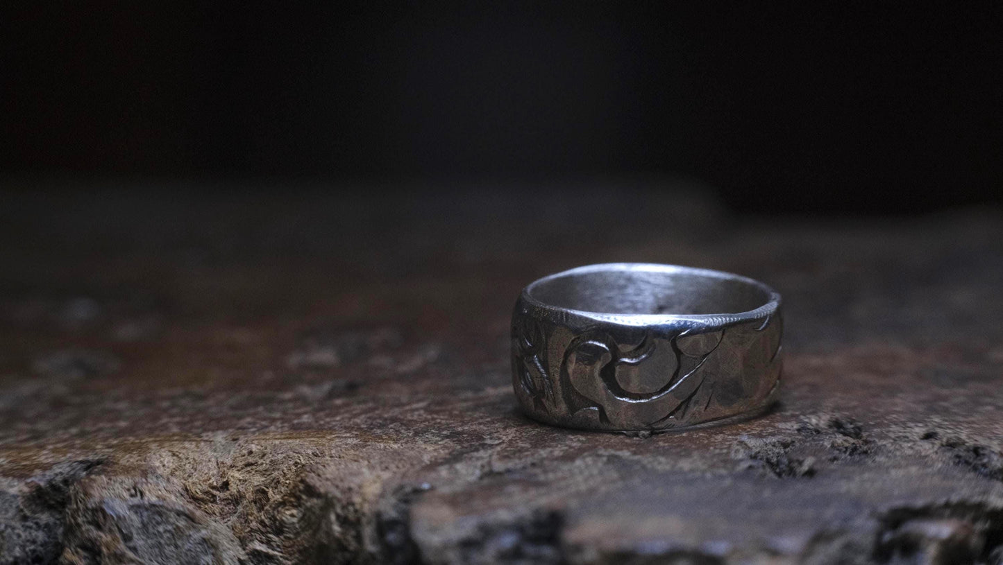 Sterling Silver Ring Handmade Pirate Inspired US Size 7.25