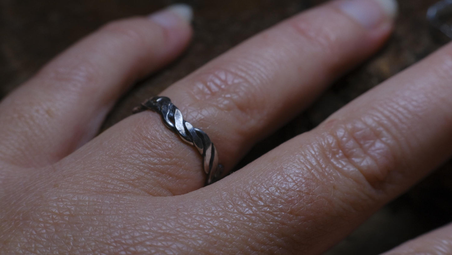 Thin Sterling Silver Woven Rings Made to Size