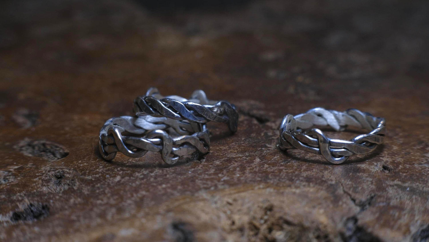 Thin Sterling Silver Woven Rings Made to Size