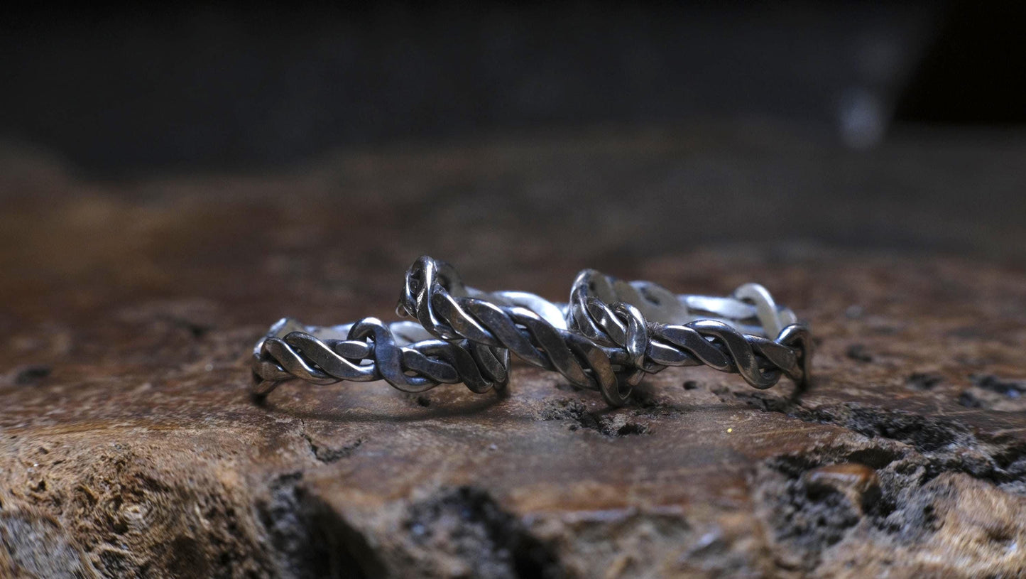Thin Sterling Silver Woven Rings Made to Size