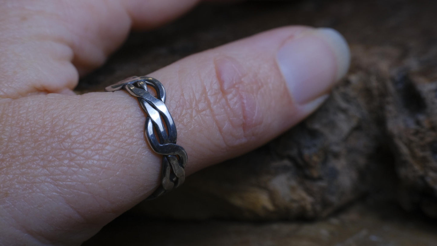 Medium Banded Sterling Silver Woven Rings Made to Size